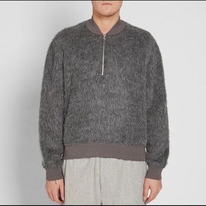 Our Legacy Splash Half Zip gray fuzzy sweatshirt